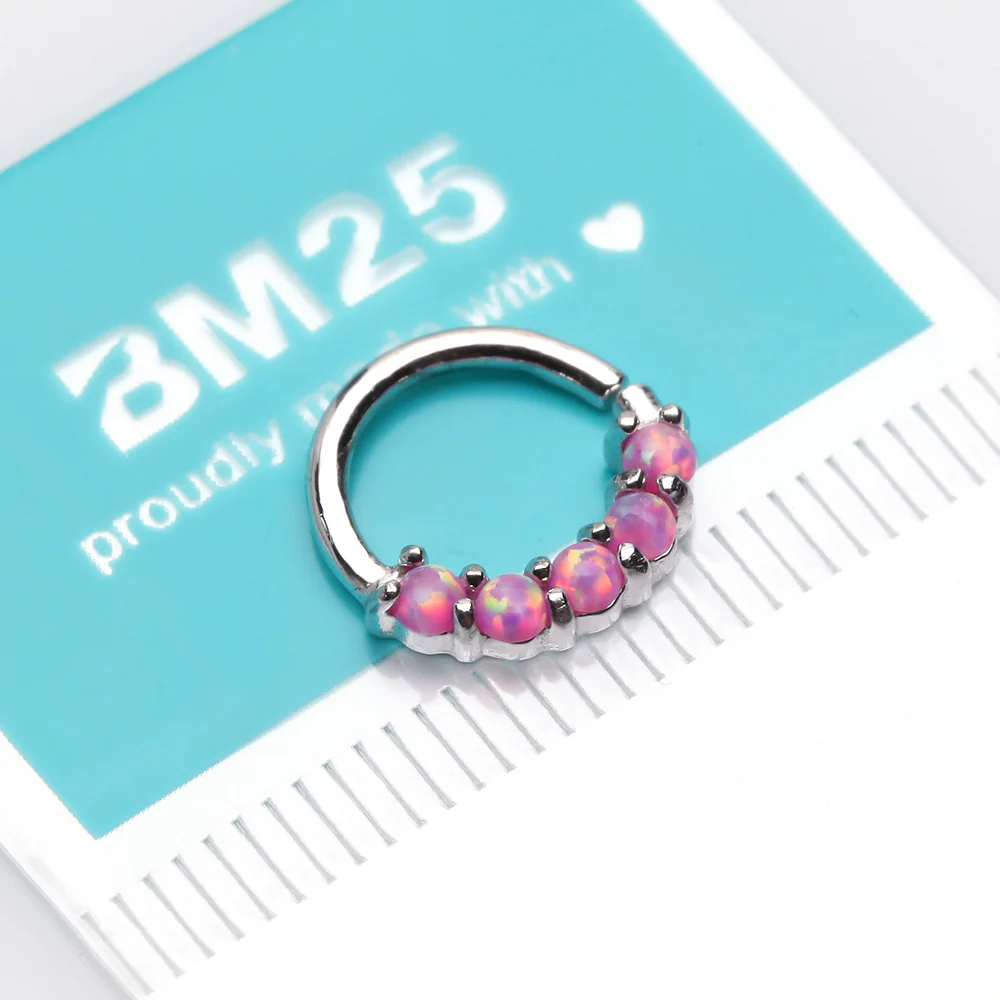 14 Karat White Gold Fire Opal Prong Set Lined Bendable Hoop Ring* - Image 5