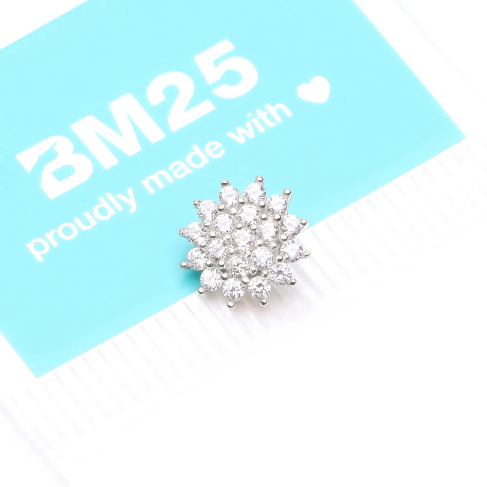 14 Karat White Gold Grand Sparkle Flower Dermal Anchor Top - Image 5