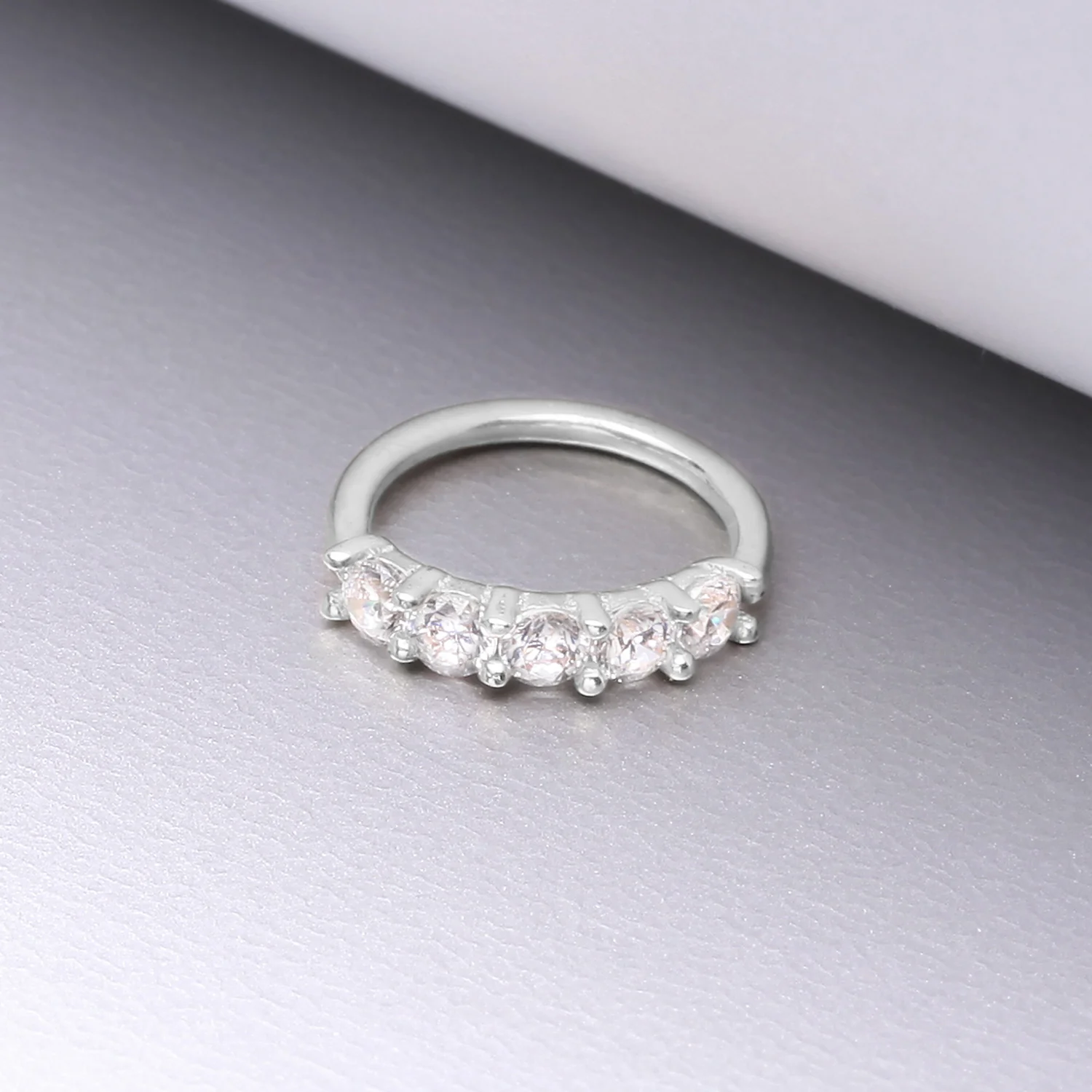 14 Karat White Gold Multi-Gem Crown Prong Set Bendable Hoop Ring - Image 2