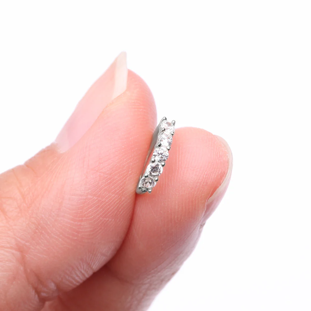 14 Karat White Gold Multi-Gem Crown Prong Set Bendable Hoop Ring - Image 4
