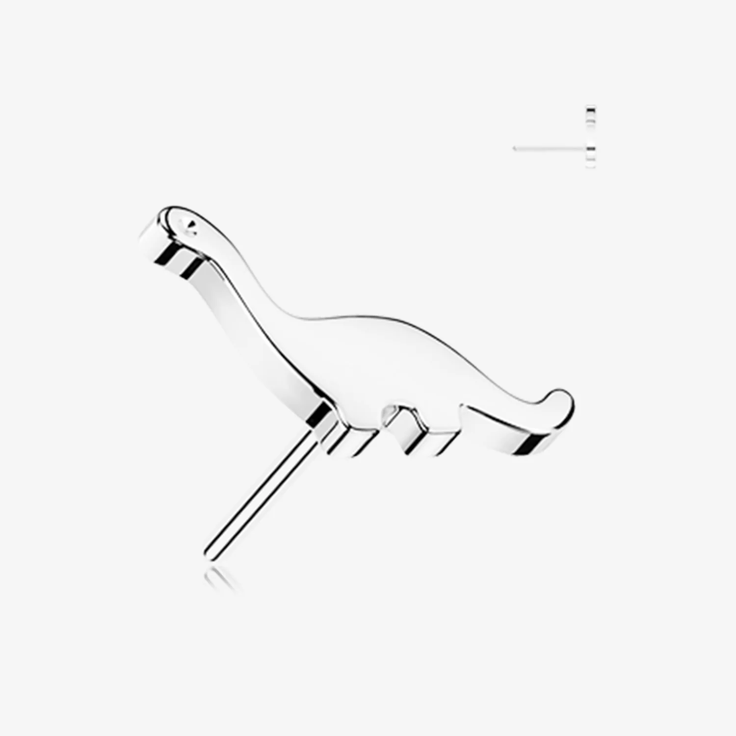 14 Karat White Gold OneFit Threadless Cute Dinosaur Top Part