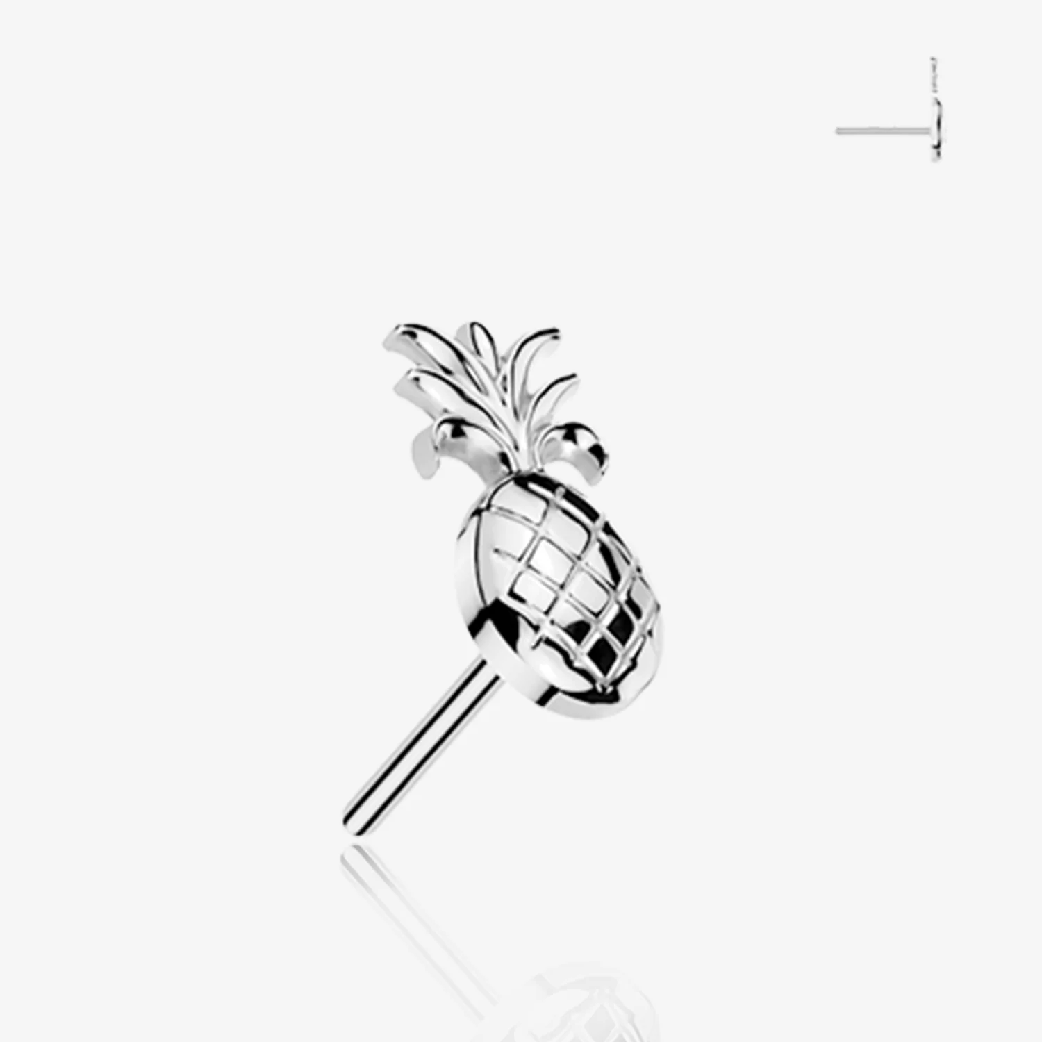 14 Karat White Gold OneFit Threadless Juicy Pineapple Top Part
