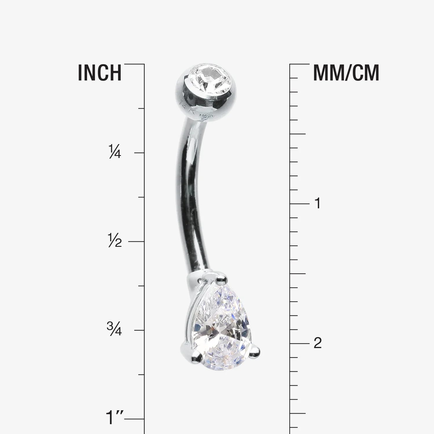 14 Karat White Gold Prong Set Teardrop Gem Belly Button Ring - Image 2