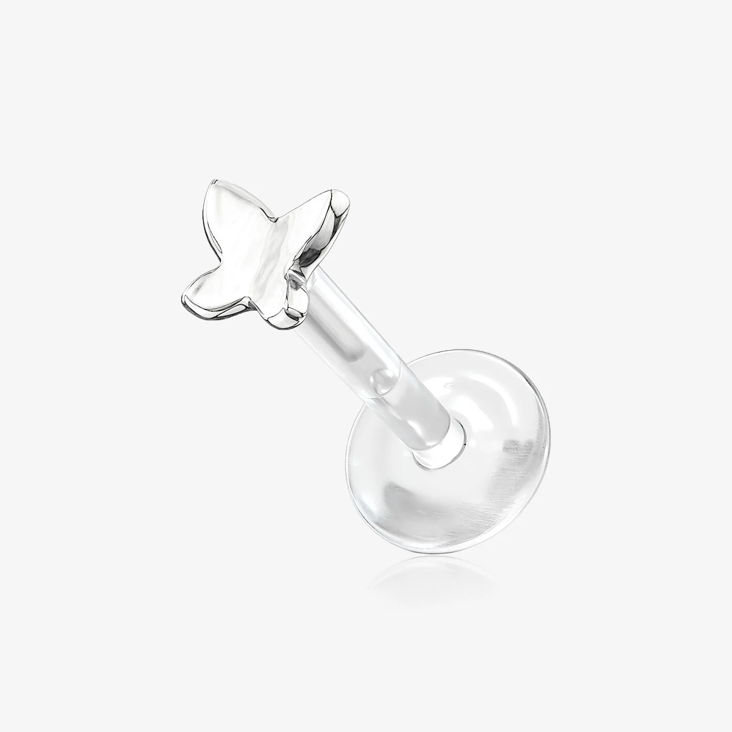 14 Karat White Gold Push-In Dainty Butterfly Top Bio-Flex Labret