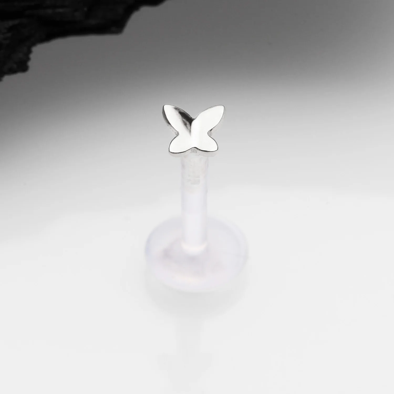 14 Karat White Gold Push-In Dainty Butterfly Top Bio-Flex Labret - Image 2