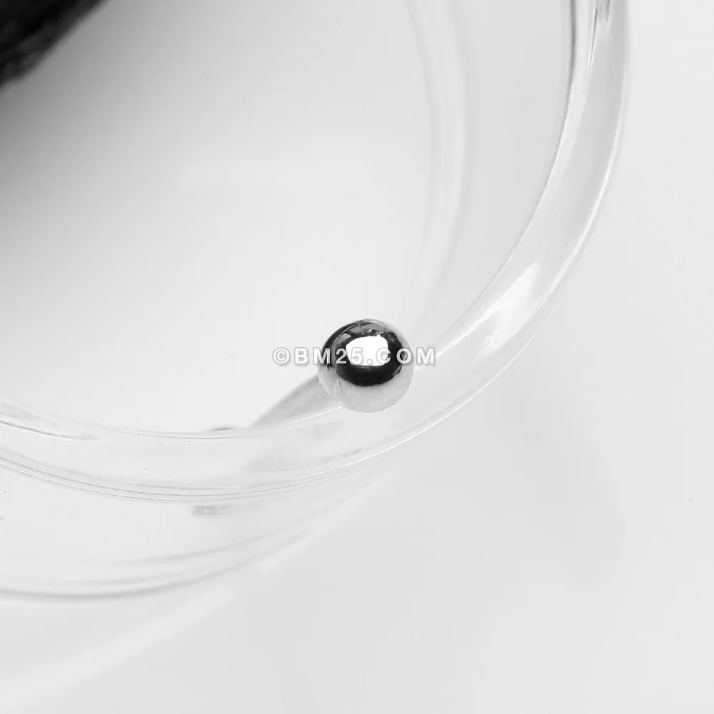 14 Karat White Gold Solid Ball Top Nose Stud Ring - Image 2