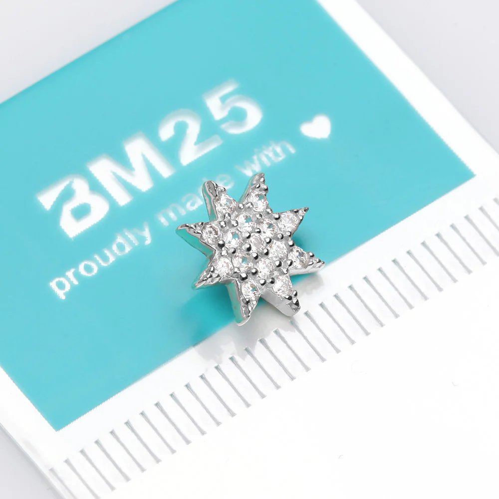 14 Karat White Gold Sparkle Starburst Dermal Anchor Top Part - Image 3