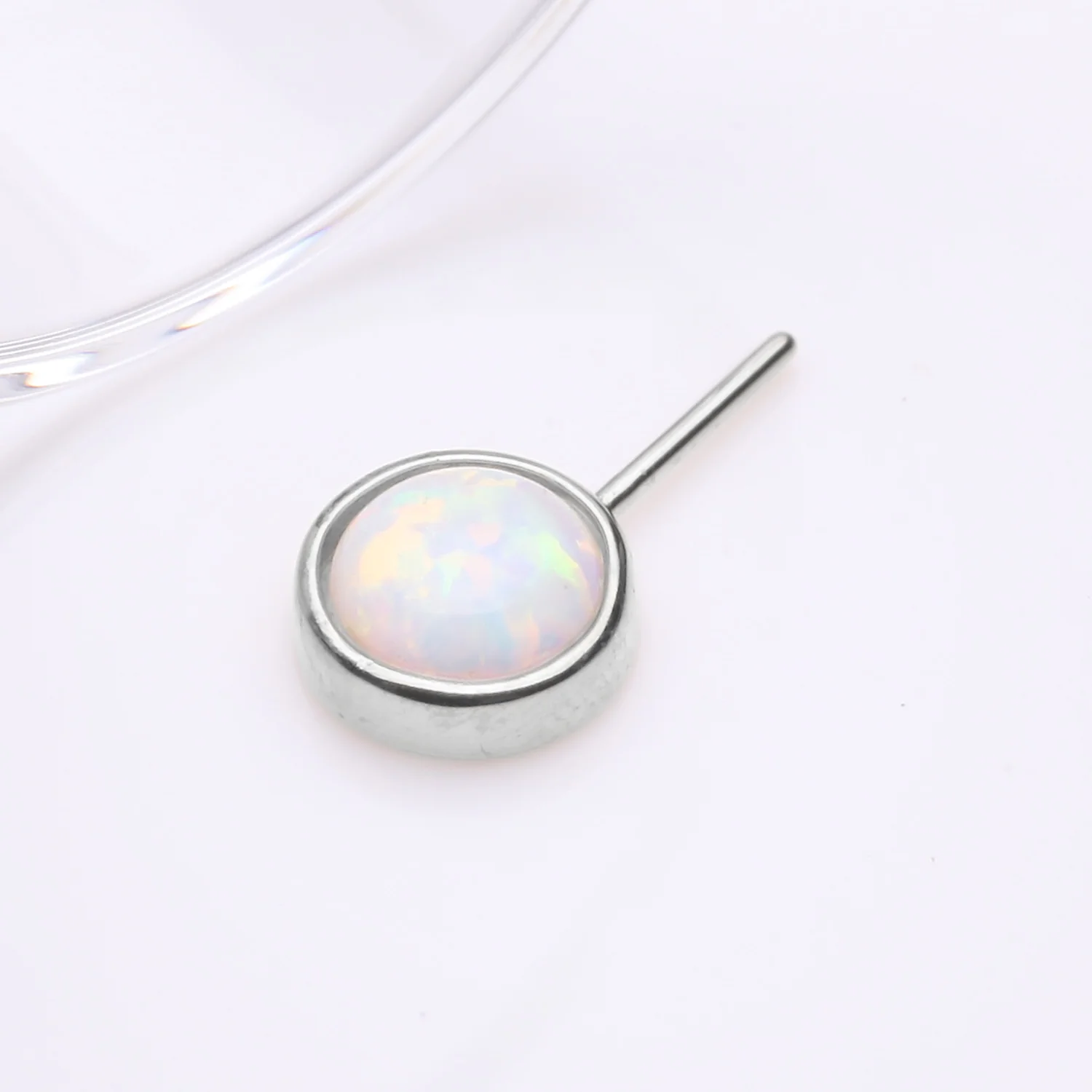 14 Karat White Gold OneFit Threadless Bezel Fire Opal Front Facing Part - Image 2