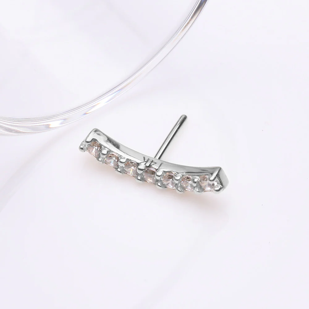 14 Karat White Gold OneFit Threadless Brilliant Sparkle Gems Journey Curve Top Part - Image 3