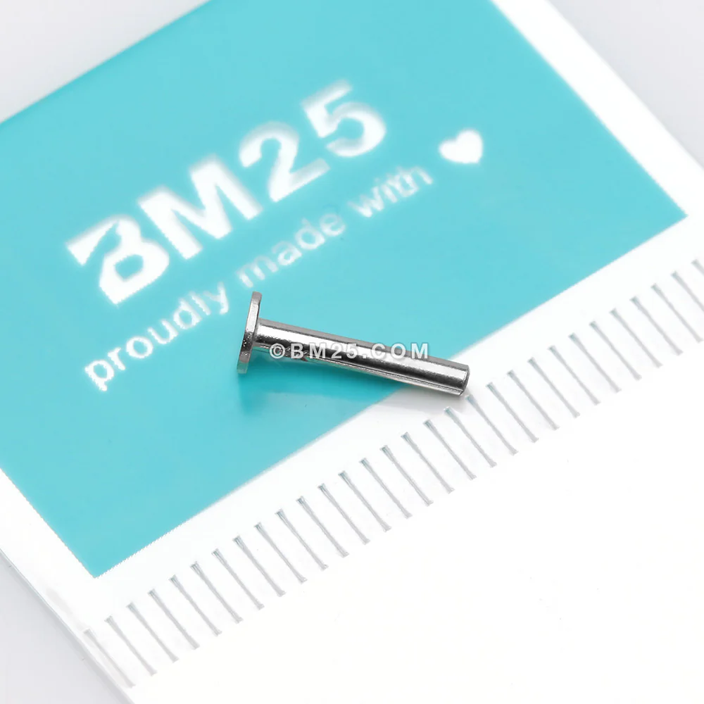 14 Karat White Gold OneFit Threadless Flat Back Stud Labret Bar Part - Image 3