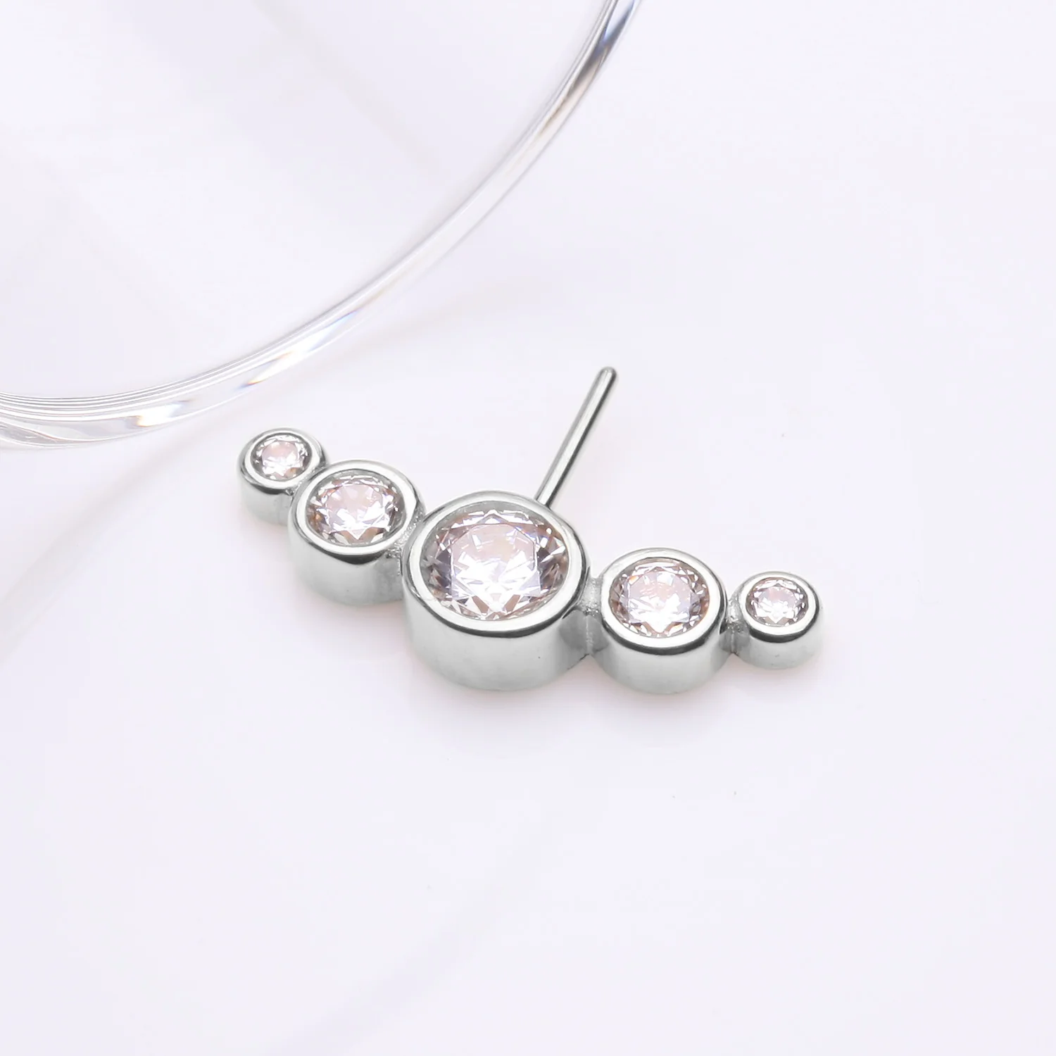 14 Karat White Gold OneFit Threadless Journey Bubble Sparkle Front Facing Part - Image 2