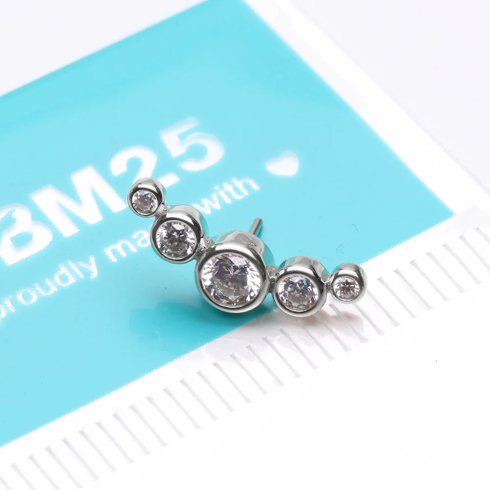 14 Karat White Gold OneFit Threadless Journey Bubble Sparkle Top Part - Image 4