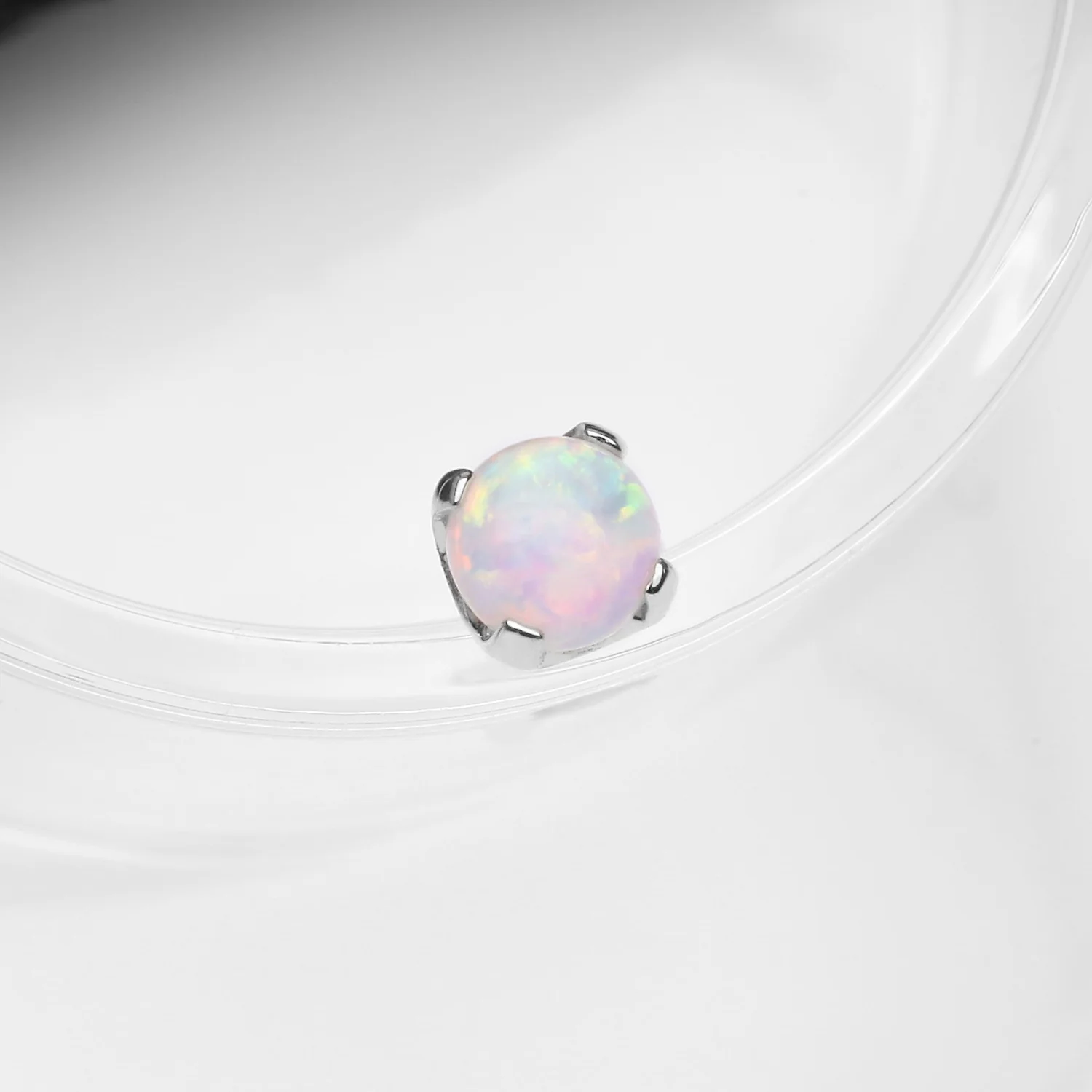 14 Karat White Gold OneFit Threadless Prong Set Fire Opal Top Part - Image 2