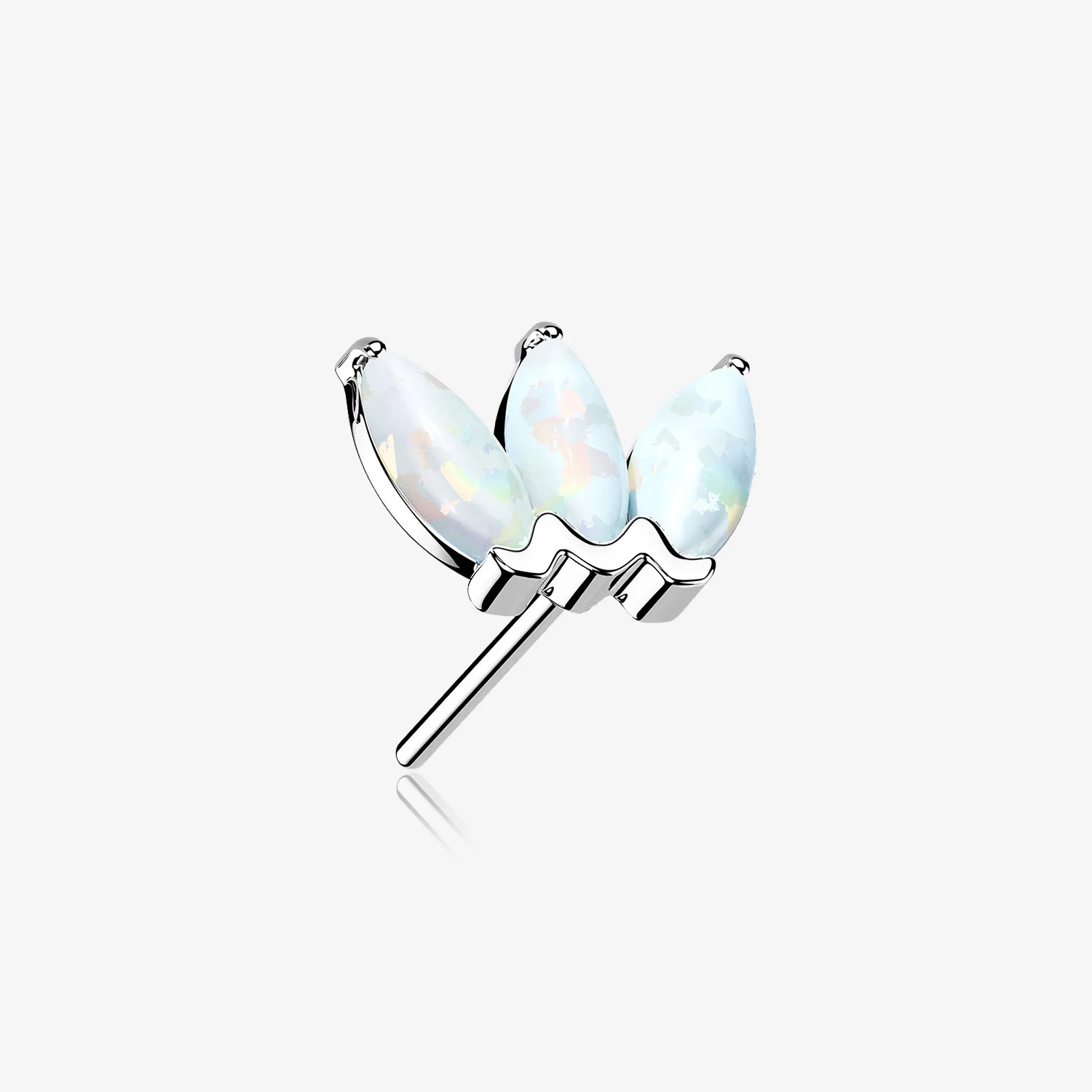 14 Karat White Gold OneFit Threadless Triple Marquise Fire Opal Flower Top Part