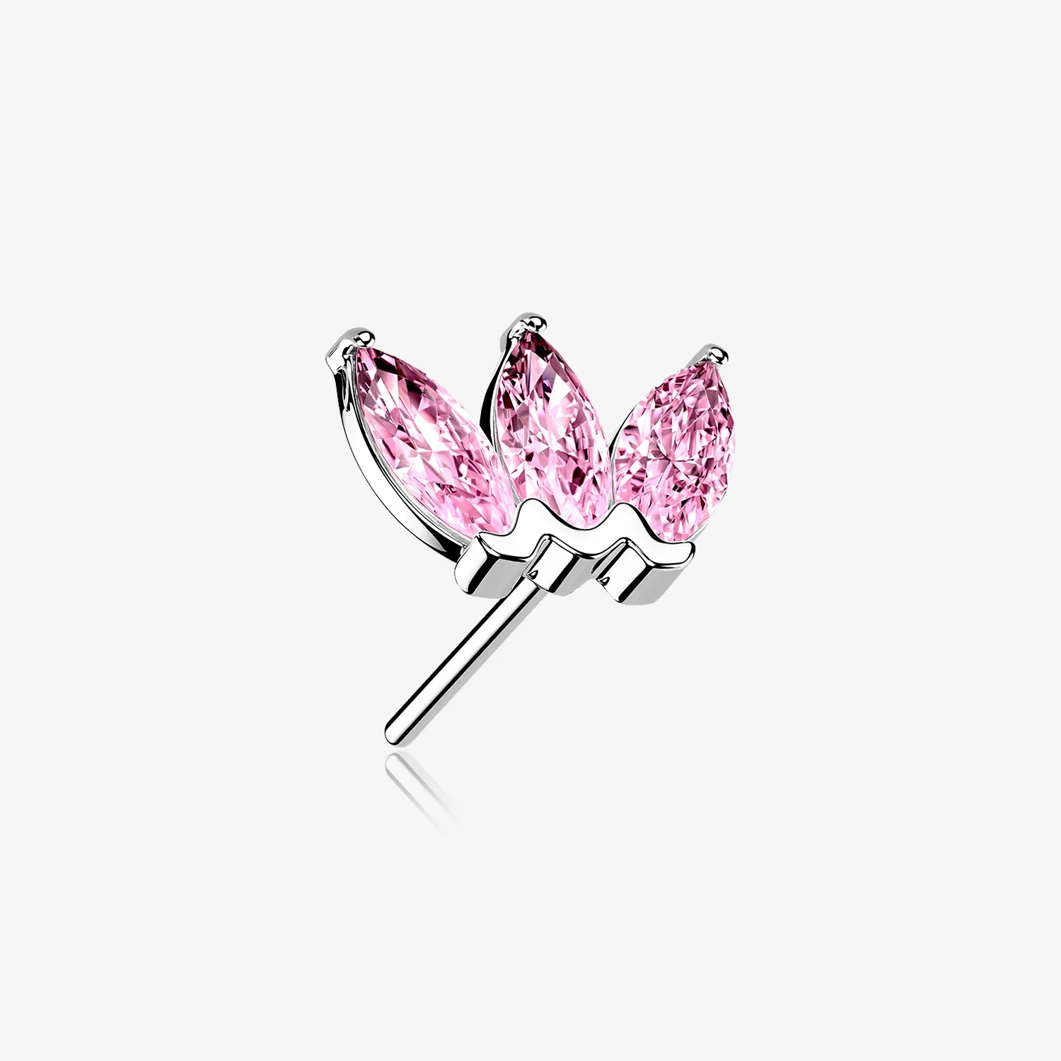 14 Karat White Gold OneFit Threadless Triple Marquise Sparkle Flower Top Part