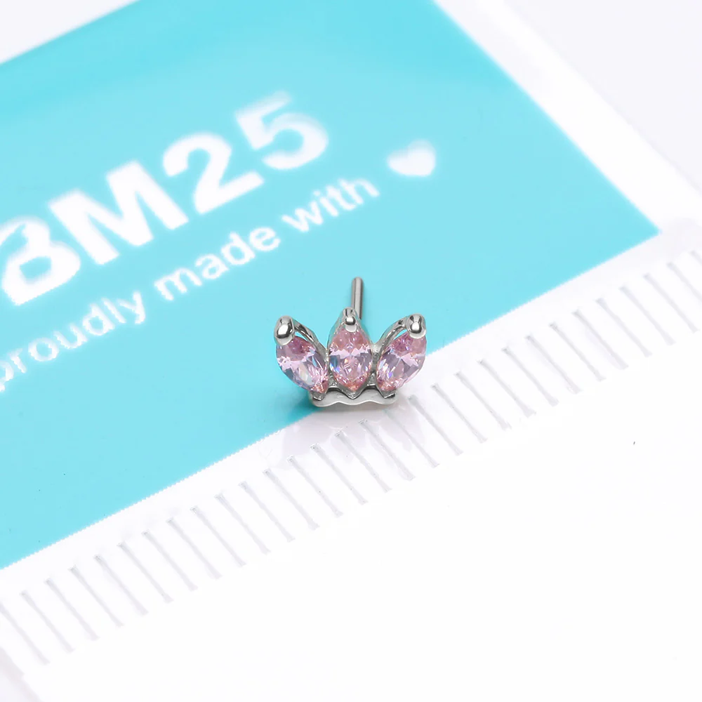14 Karat White Gold OneFit Threadless Triple Marquise Sparkle Flower Top Part - Image 4