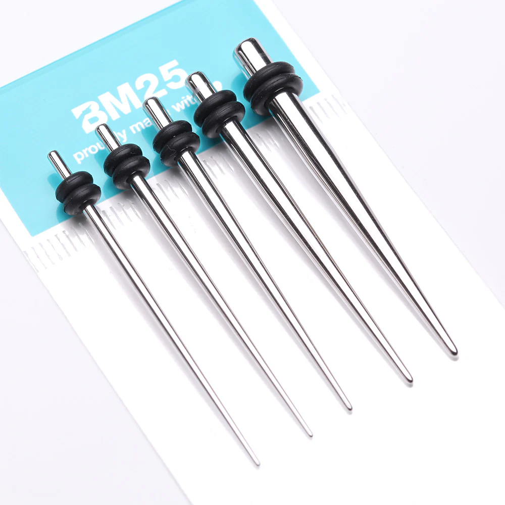 14 to 6 GA Steel Taper with O-Rings Ear Stretching Kit - Image 2