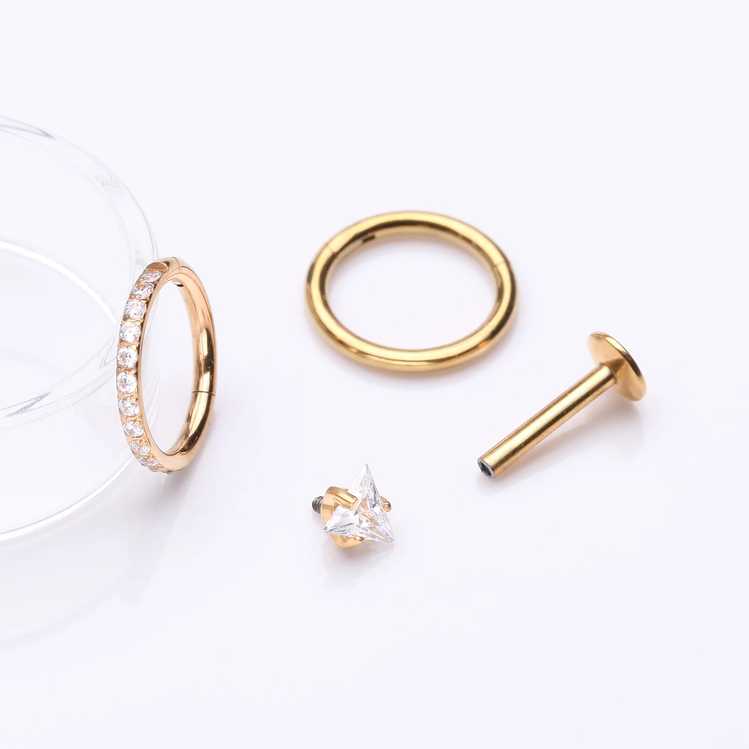 3 Pcs of Assorted Everyday Golden Sparkle Triangle Stud x Clicker Package - Image 2
