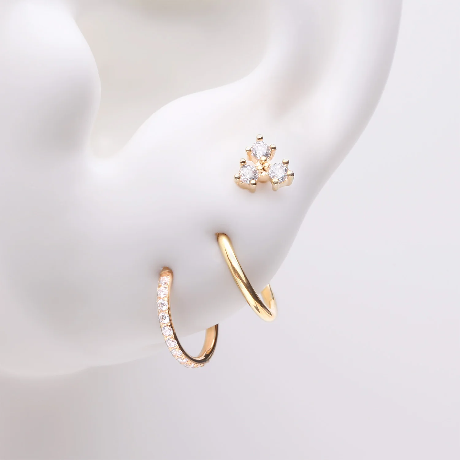 3 Pcs of Assorted Everyday Golden Sparkle Trinity Stud x Clicker Package
