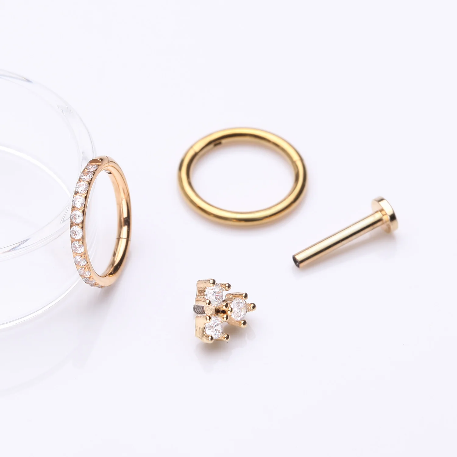 3 Pcs of Assorted Everyday Golden Sparkle Trinity Stud x Clicker Package - Image 2