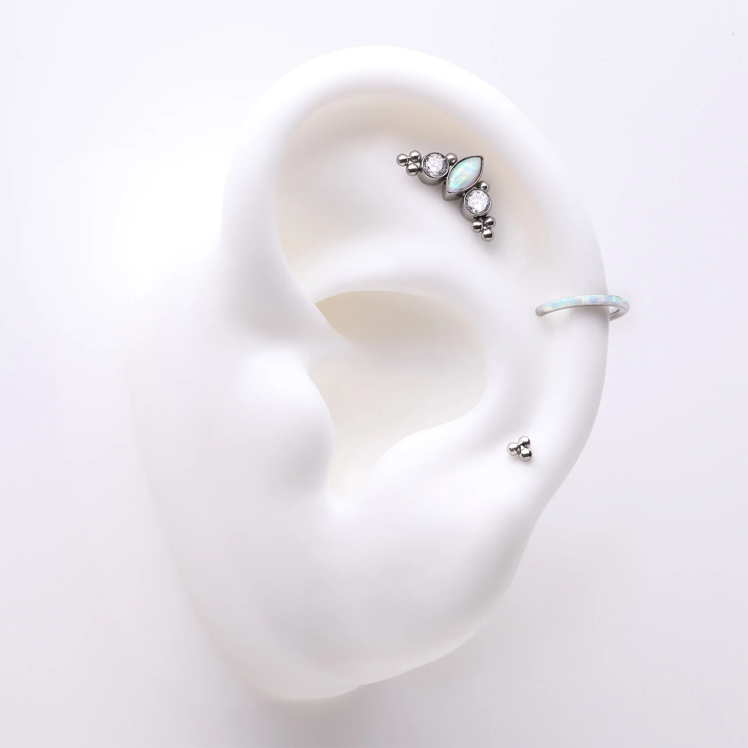 3 Pcs of Assorted Everyday Titanium Marquise Opal Bali Beaded Stud x Clicker Package