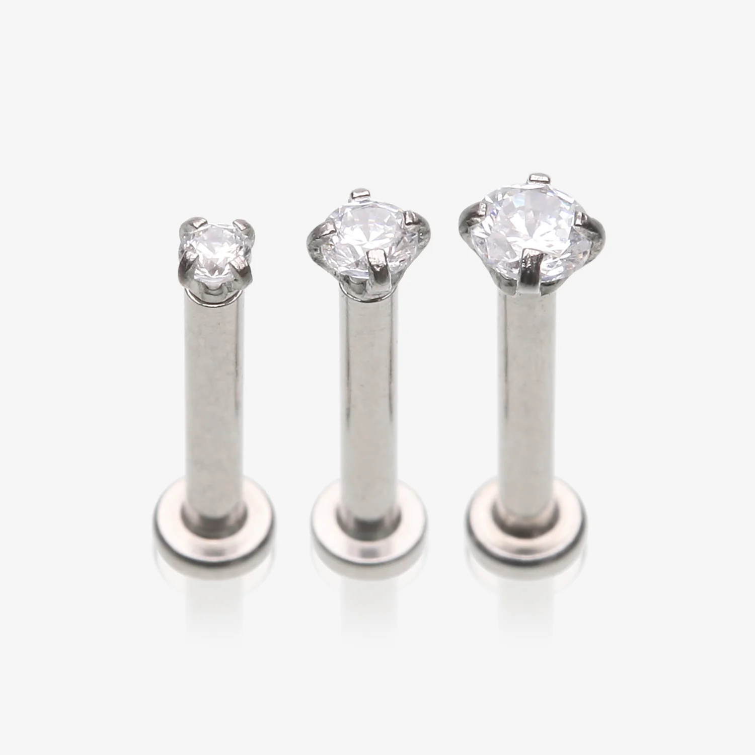3 Pcs of Assorted Prong Set Sparkle Gem Steel Micro Labret Package