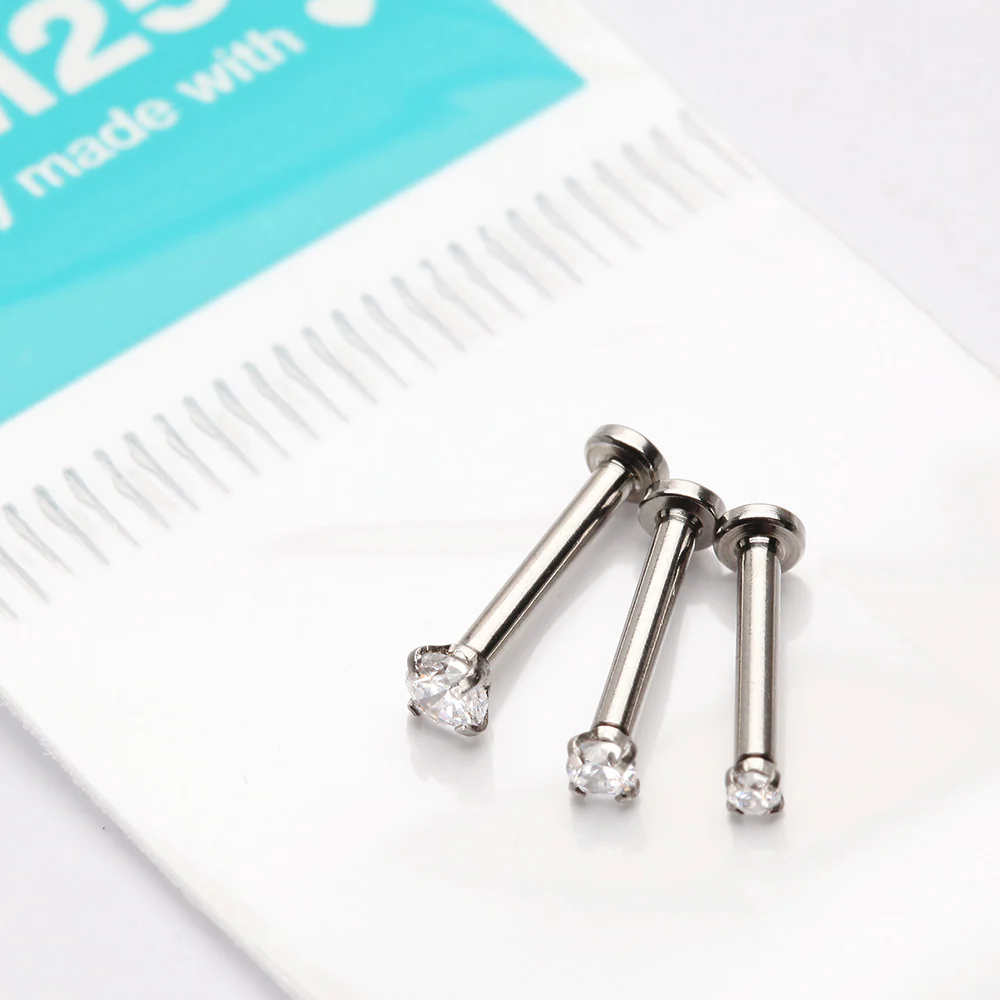 3 Pcs of Assorted Prong Set Sparkle Gem Steel Micro Labret Package - Image 3