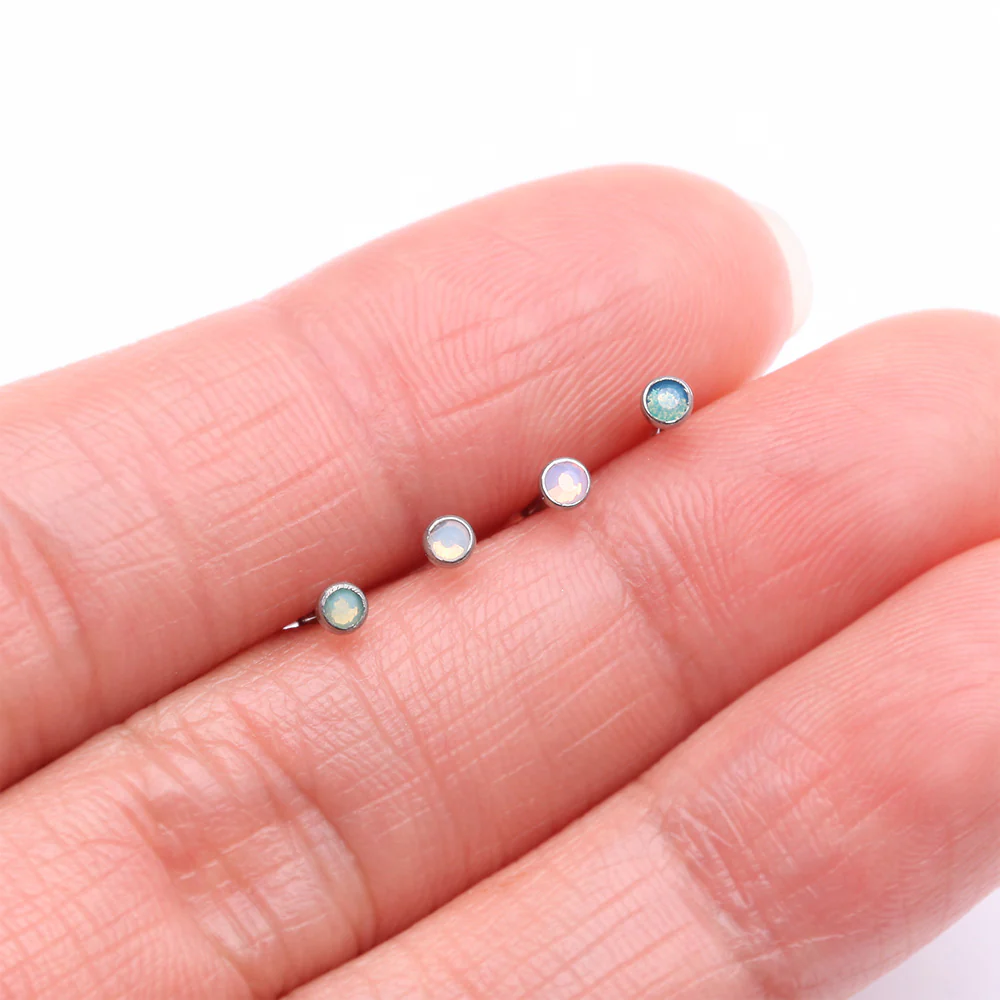 4 Pcs of Assorted Opalite Stone Gem Nose Stud Package - Image 3