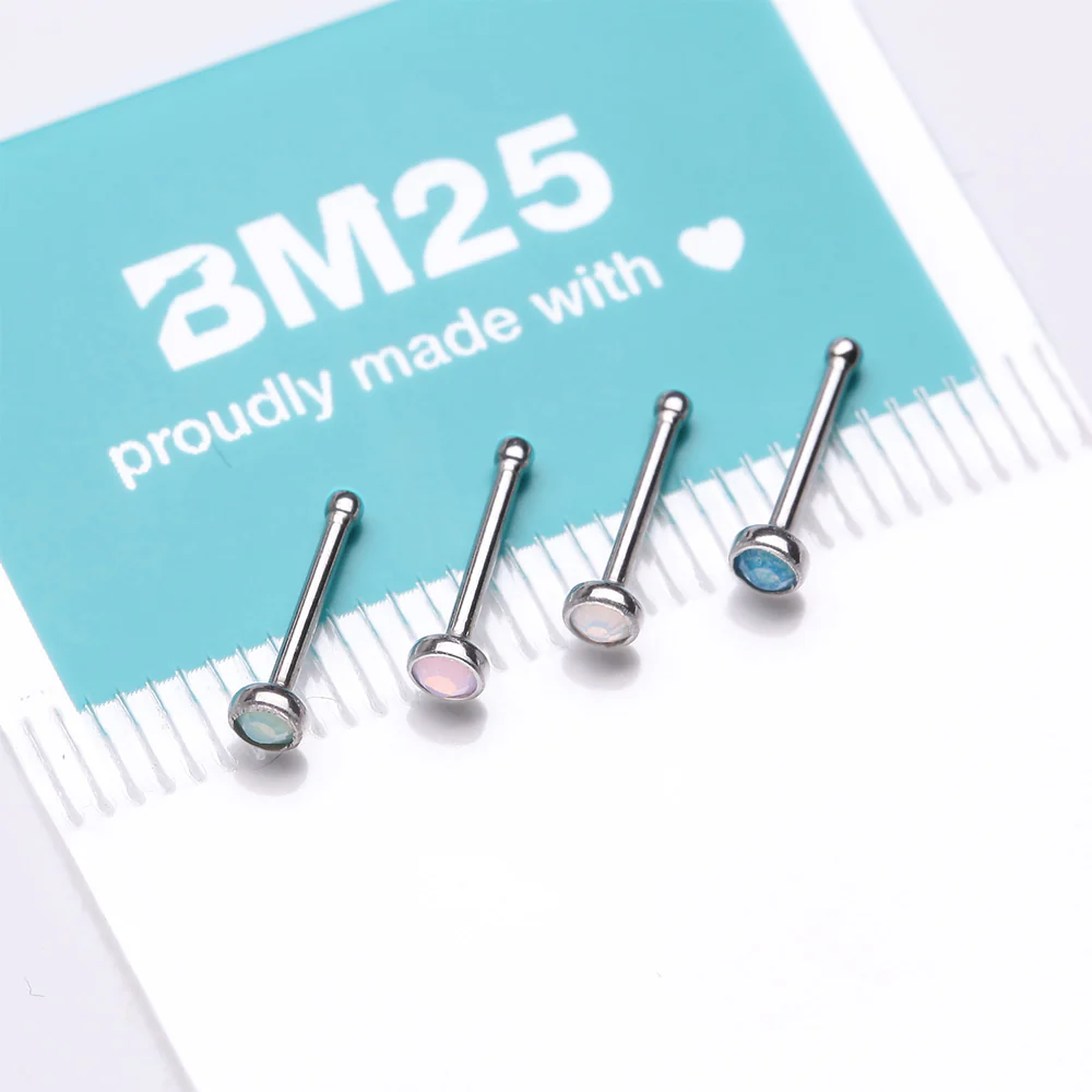 4 Pcs of Assorted Opalite Stone Gem Nose Stud Package - Image 4