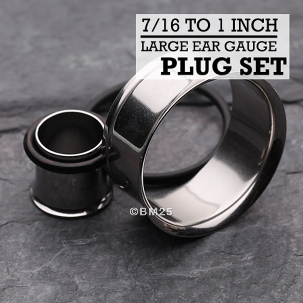 7/16" to 1 inch Single Flared Steel Ear Gauge Plug Set - Image 2
