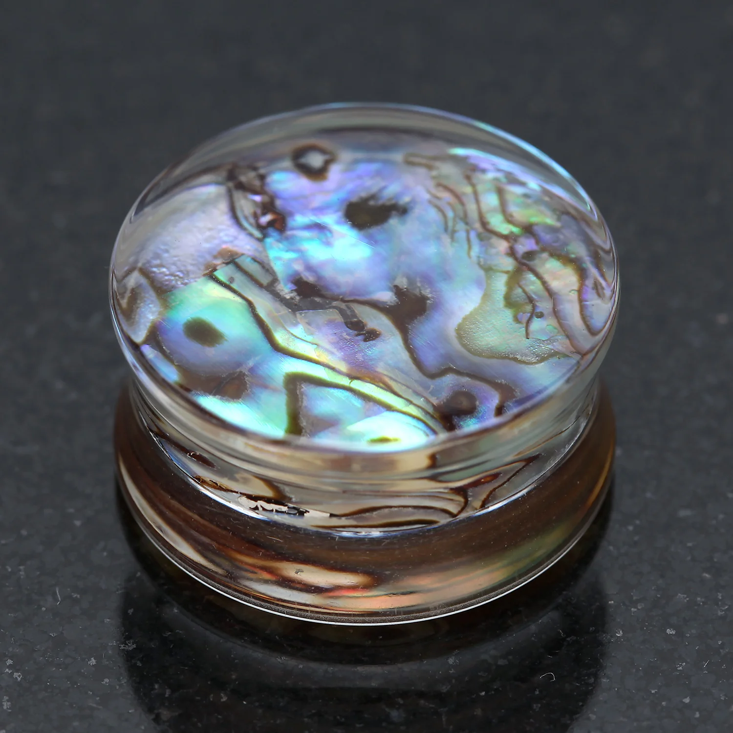 A Pair of Abalone Inlay Double Flared Ear Gauge Plug - Image 2