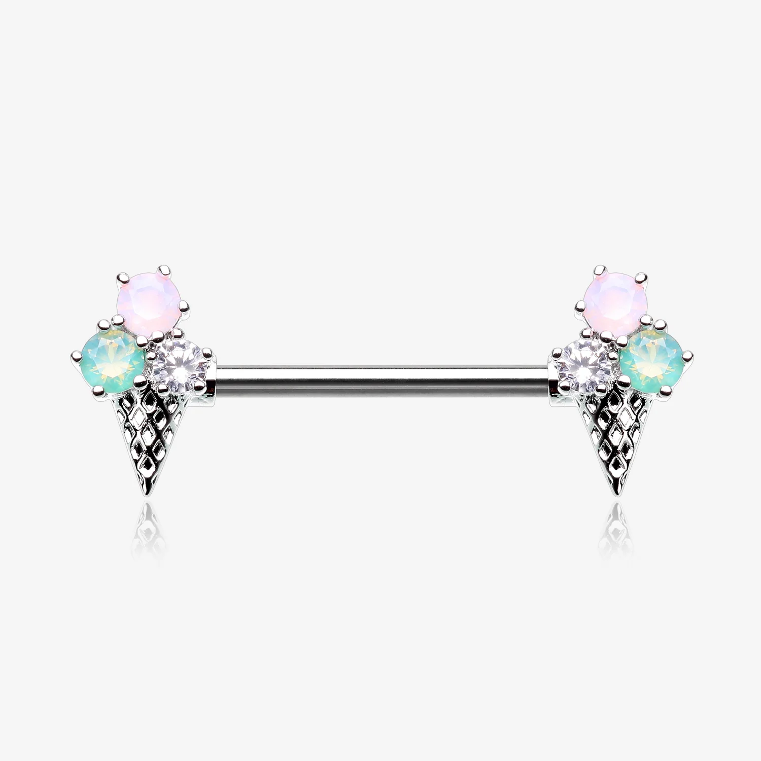 A Pair of Adorable Mixed Flavor Ice Cream Cone Nipple Barbell