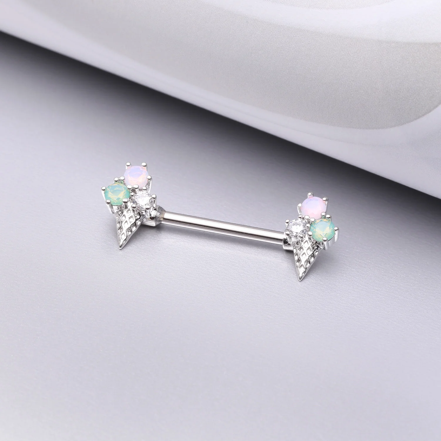A Pair of Adorable Mixed Flavor Ice Cream Cone Nipple Barbell - Image 2