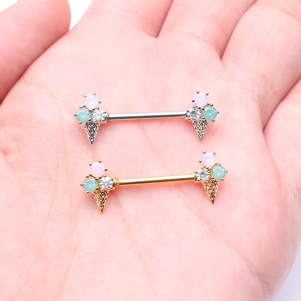 A Pair of Adorable Mixed Flavor Ice Cream Cone Nipple Barbell - Image 4