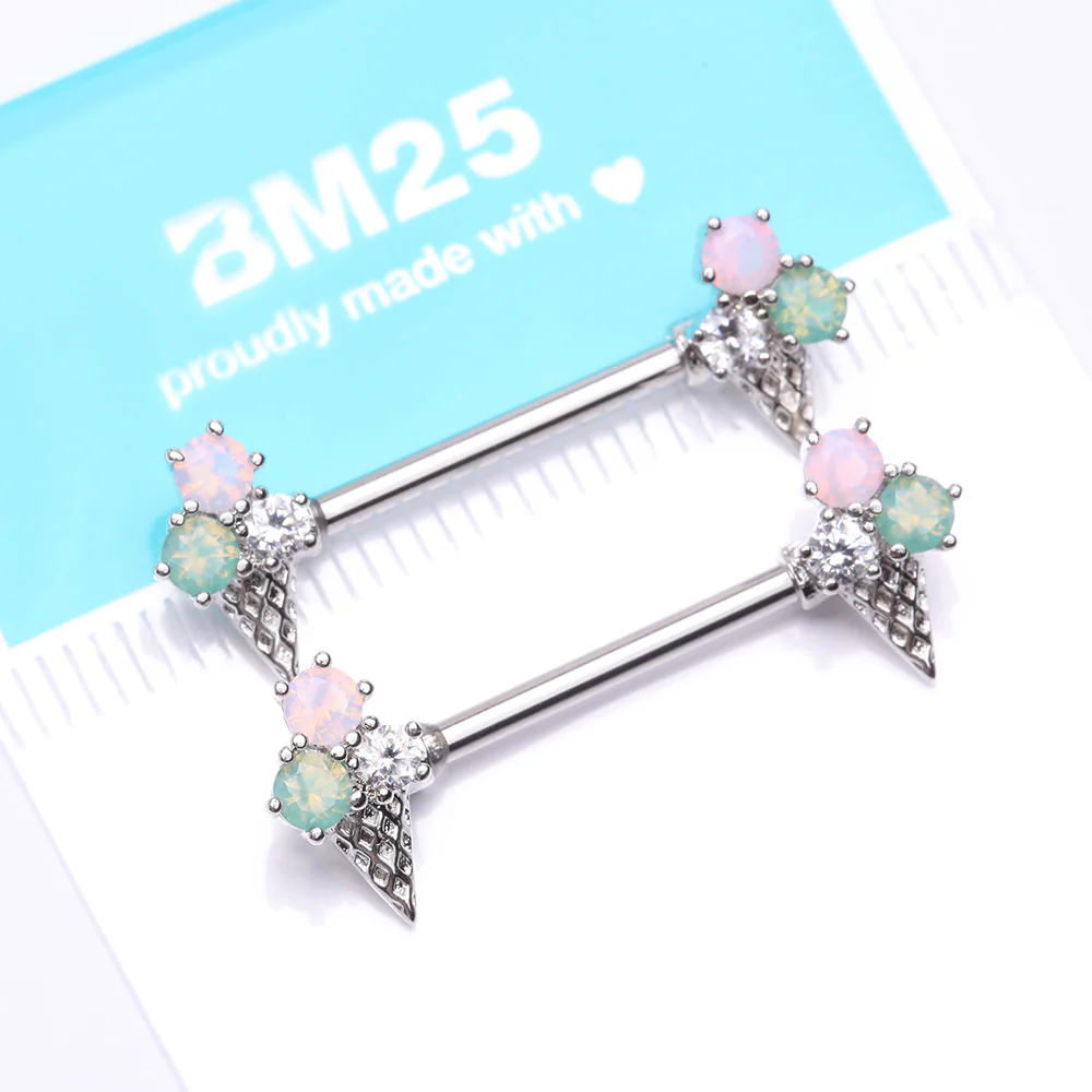 A Pair of Adorable Mixed Flavor Ice Cream Cone Nipple Barbell - Image 5