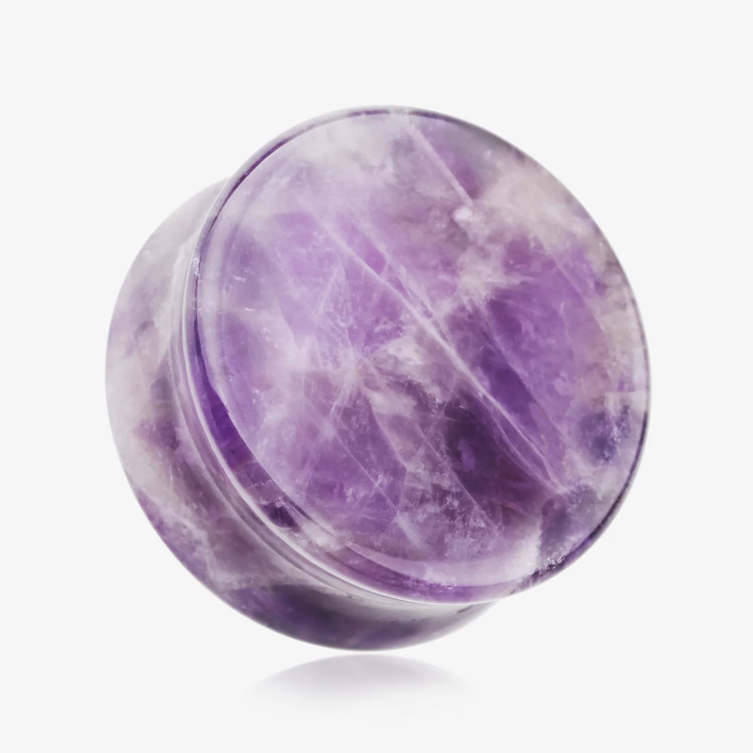 A Pair of Amethyst Quartz Stone Double Flared Ear Gauge Plug