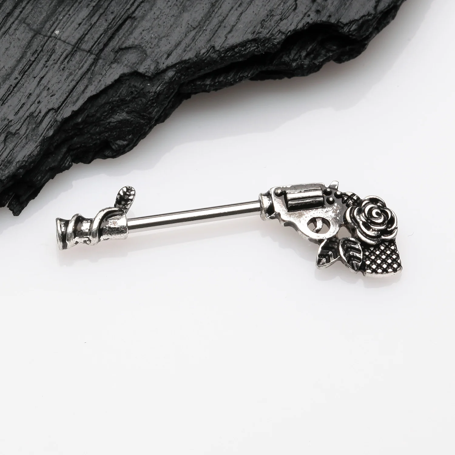 A Pair of Antique Rose Vine Pistol Gun Nipple Barbell - Image 2