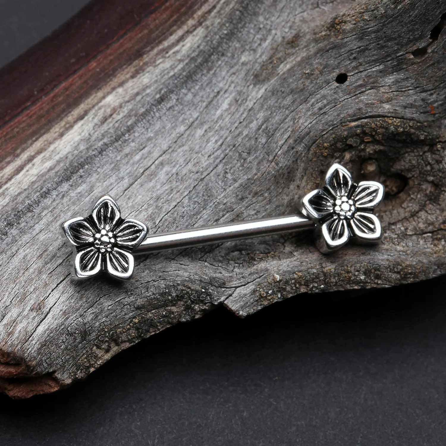 A Pair of Antique Wildflower Nipple Barbell - Image 2