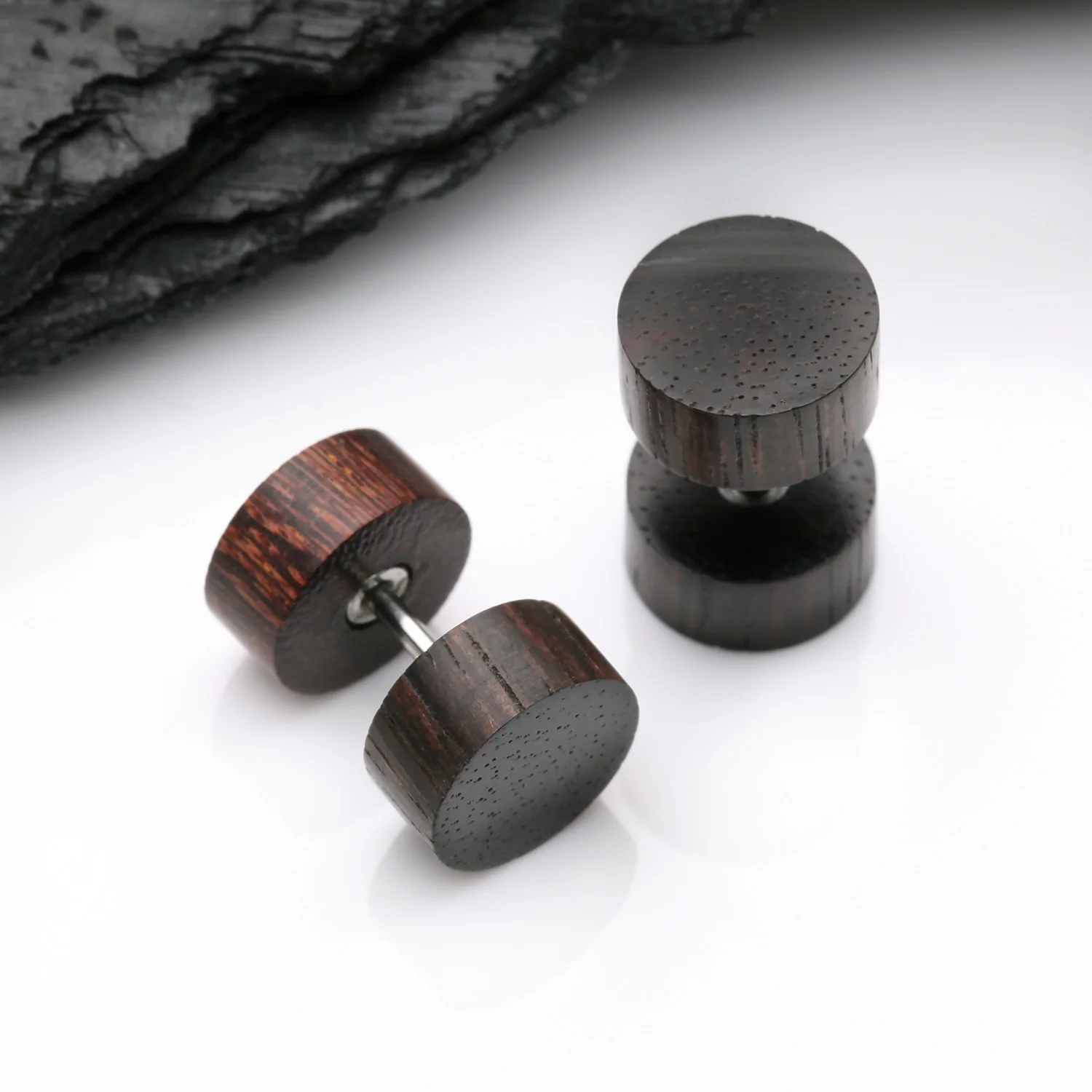 A Pair of Arang Wood Fake Plug Earring - Image 2
