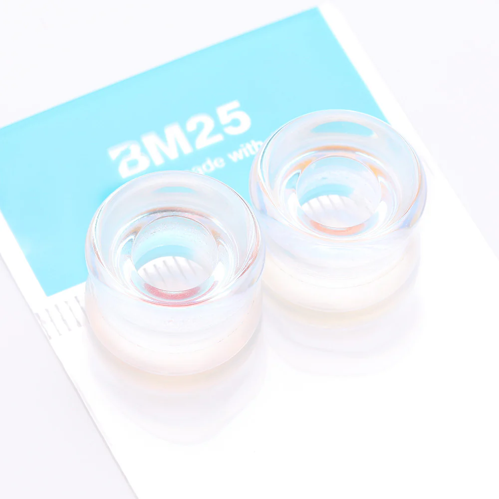 A Pair of Aurora Borealis Iridescent Glass Double Flared Tunnel Plug - Image 4