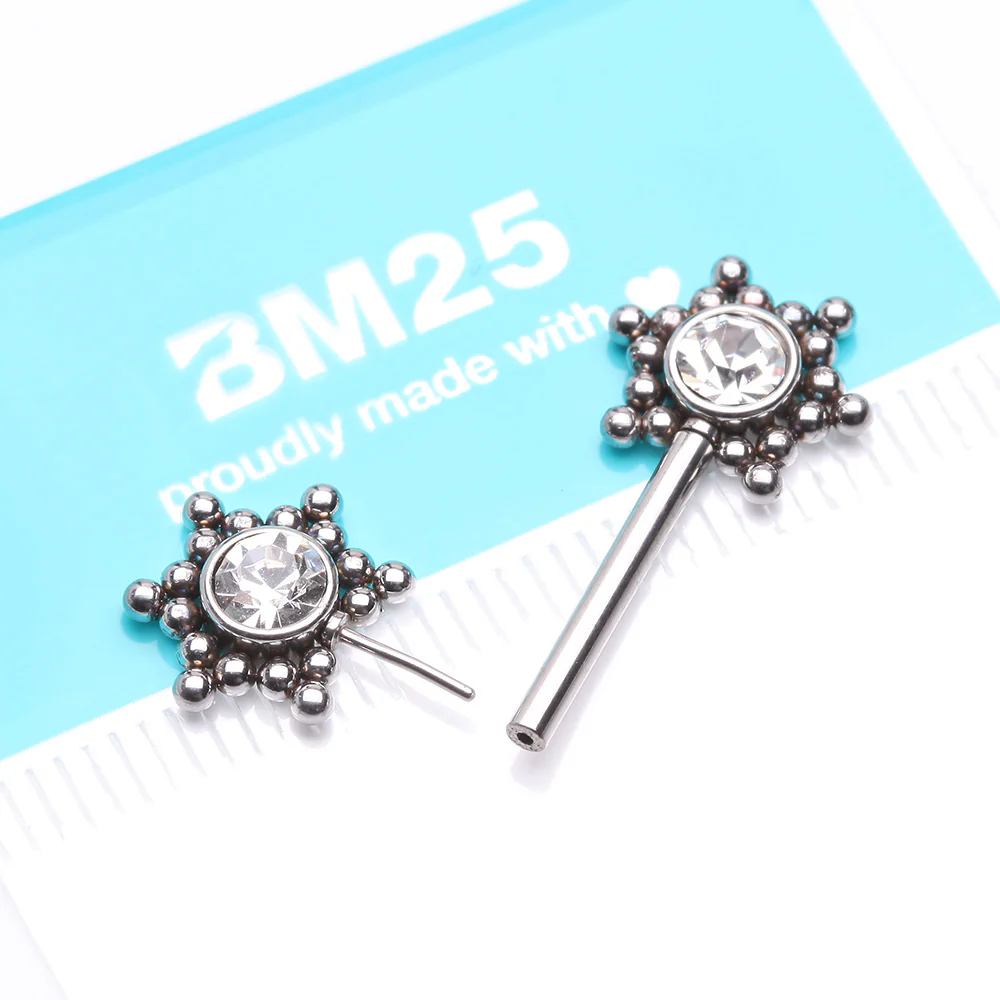 A Pair of Bali Star Sparkle Threadless Nipple Barbell - Image 3