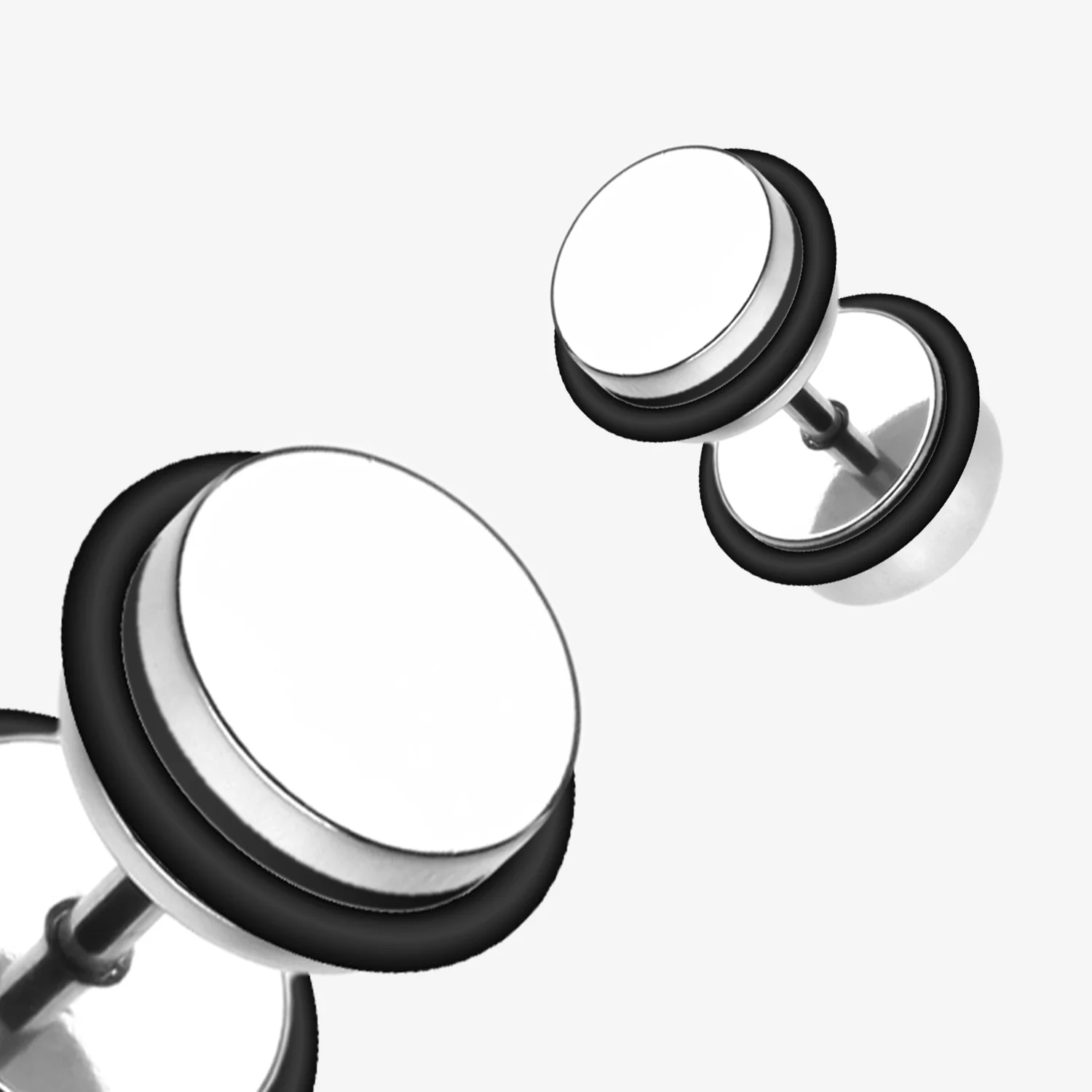A Pair of Basic Steel Faux Gauge Plug Earring - Image 2
