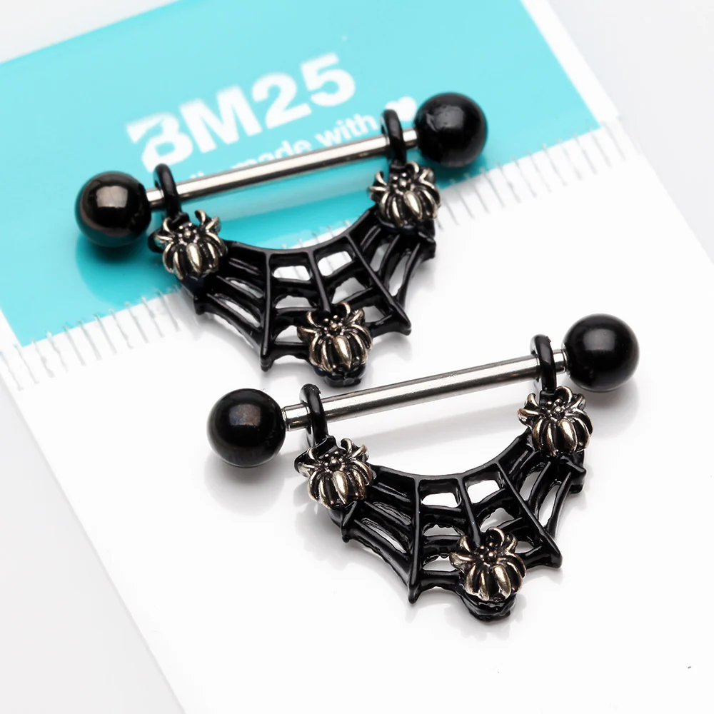 A Pair of Blackline Dark Triple Spider on Web Nipple Shield - Image 3