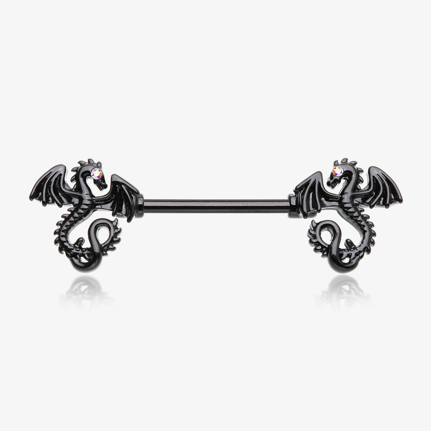 A Pair of Blackline Jeweled Eye Dragon Sparkle Nipple Barbell