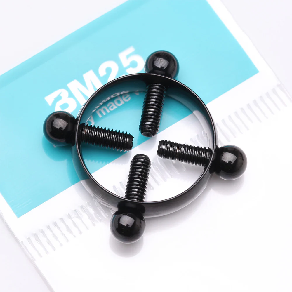 A Pair of Blackline Non-Piercing Adjustable Screw Clamp Nipple Ring - Image 5