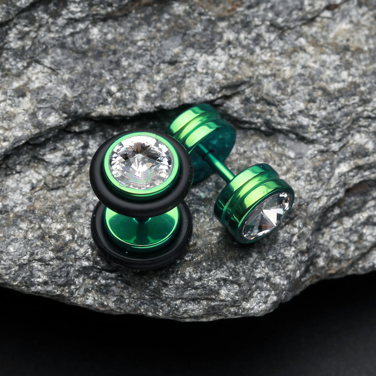 A Pair of Colorline Pointy Crystalline Faux Gauge Plug Earring - Image 2