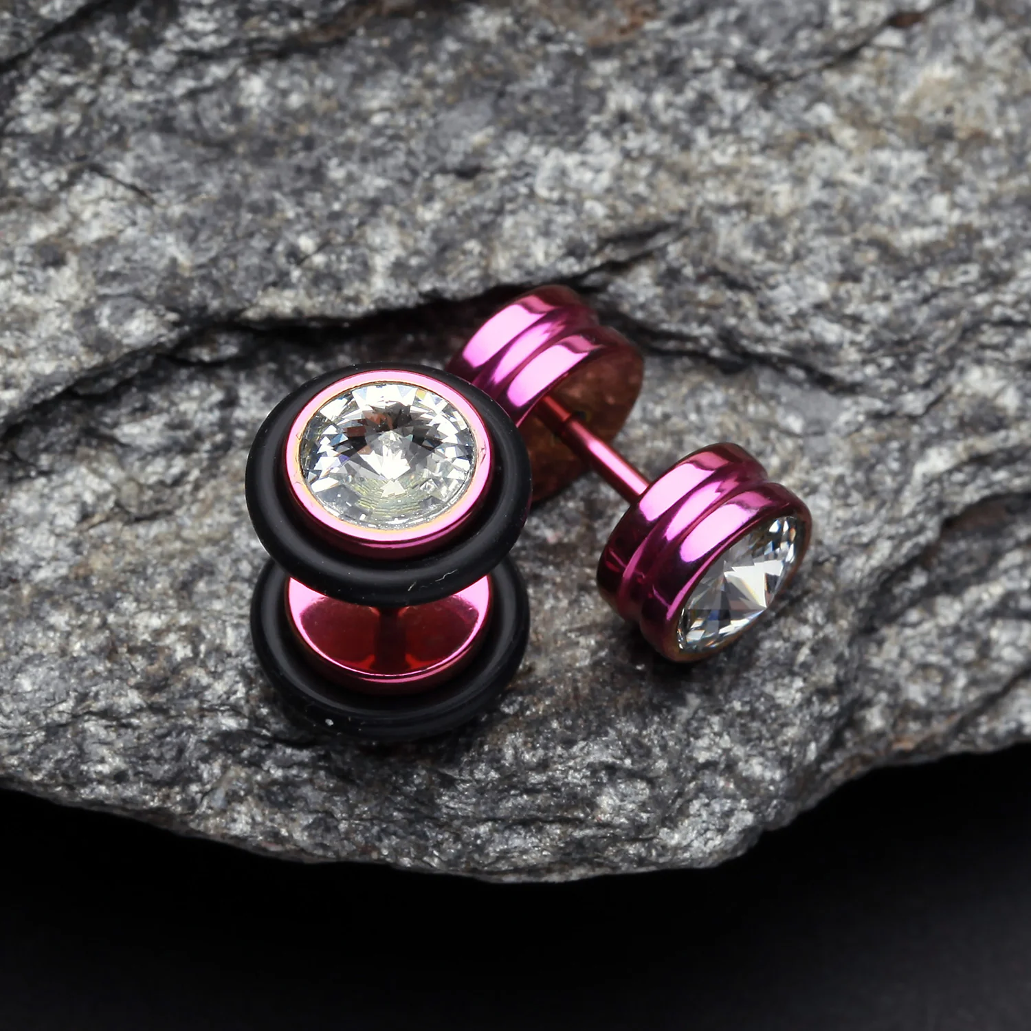 A Pair of Colorline Pointy Crystalline Faux Gauge Plug Earring - Image 2
