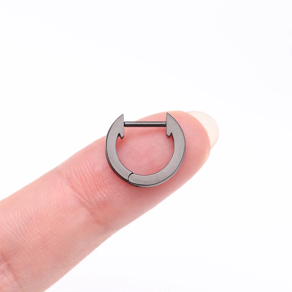 A Pair of Blackline Simple Huggie Hoop Steel Earring - Image 3