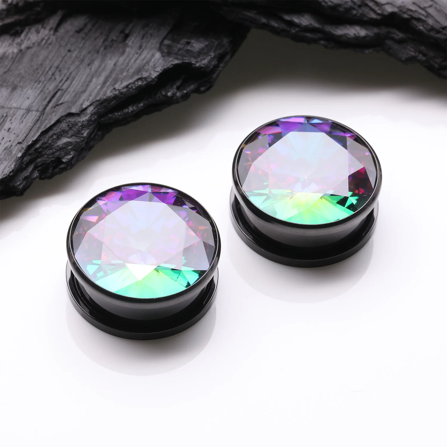 A Pair of Blackline Sparkle Steel Magnum Hollow Screw-Fit Plug - Image 2