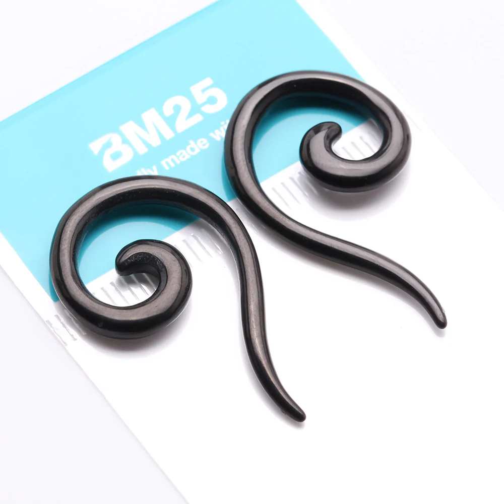 A Pair of Blackline Steel Spiral Tail Ear Weight Hanger Plug - Image 4